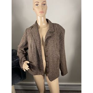 Positive Attitude Women's‎ Brown Tweed Marled Jacket Size 18 B-R